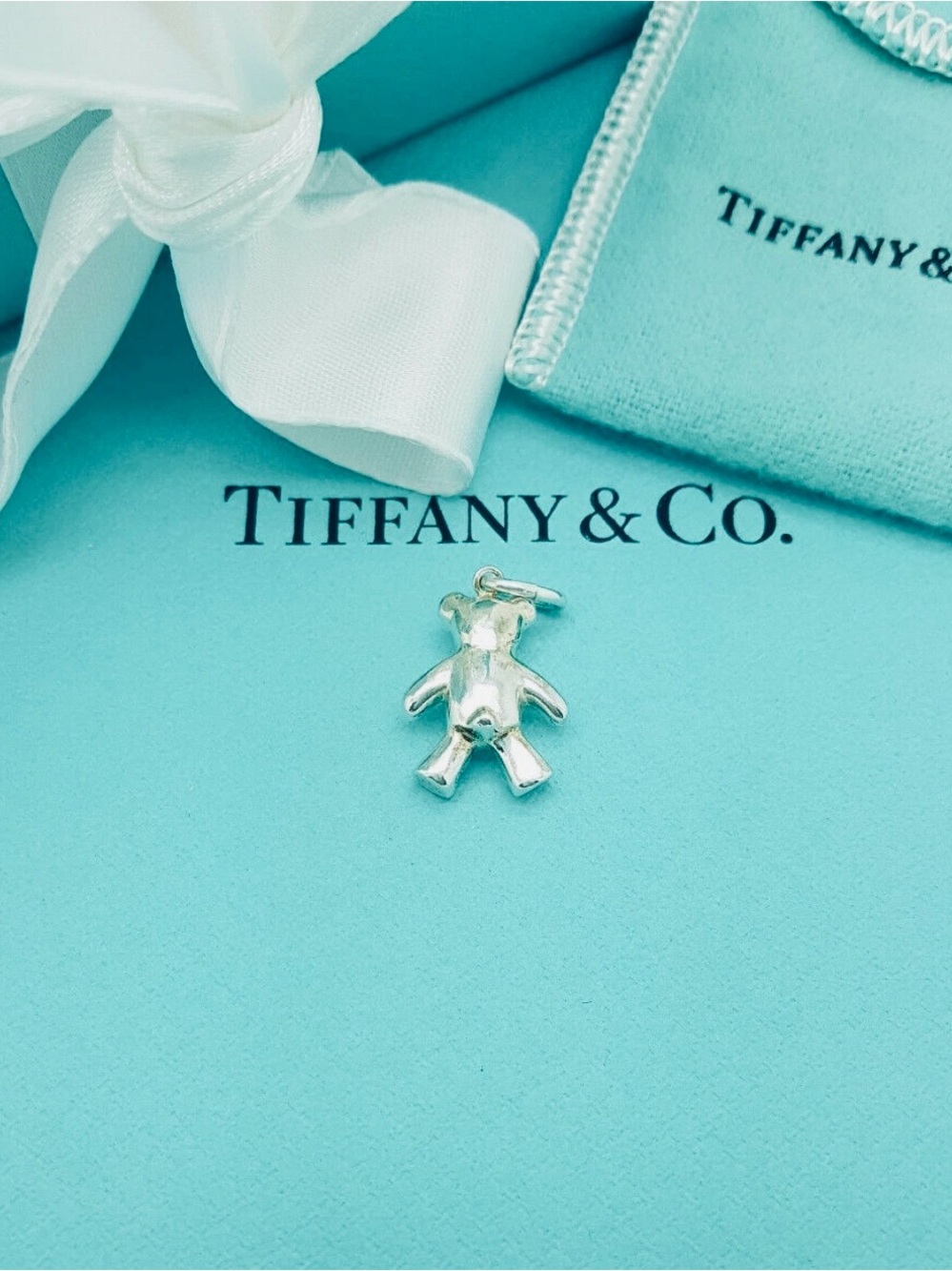 Tiffany & Co. Rare Retired Sterling Silver Teddy Bear Charm Pendant - Picture 5 of 7